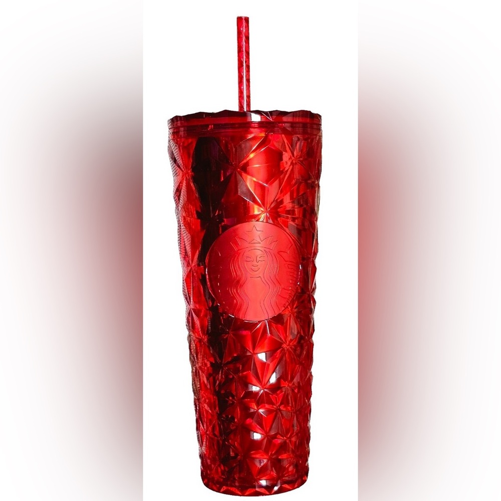 NWT Starbucks red Poinsettia prism red Cold Cup Tumbler Holiday 2023